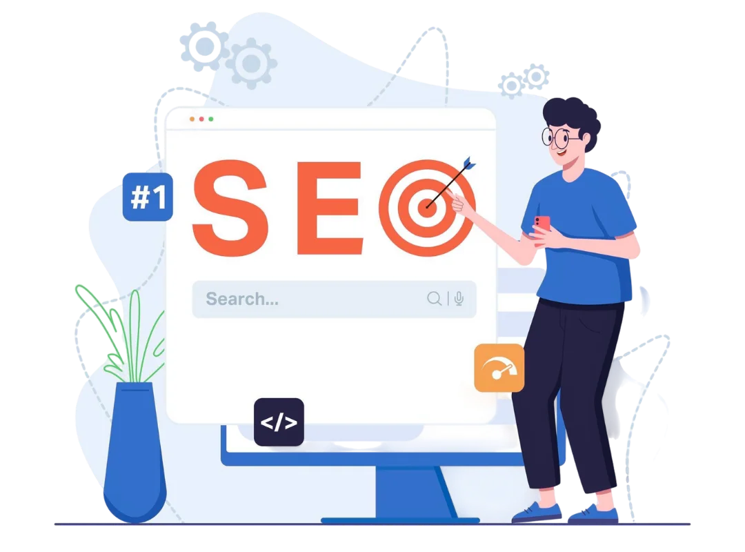 Technical SEO illustration showing website optimization and target – Best Technical SEO Company in Kochi